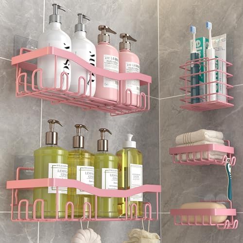 Adhesive Shower Caddy Set 5 Pack Rustproof Organizers