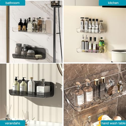 2 PCS Acrylic Wall Mounted Transparent Shelf for Bathroom and Kitchen