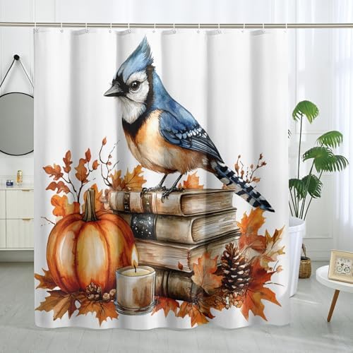 DESIHOM Fall Blue Jay Bird Shower Curtain Set 78 Inch