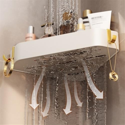 Aluminum Corner Shower Caddy with Movable Hooks - Black