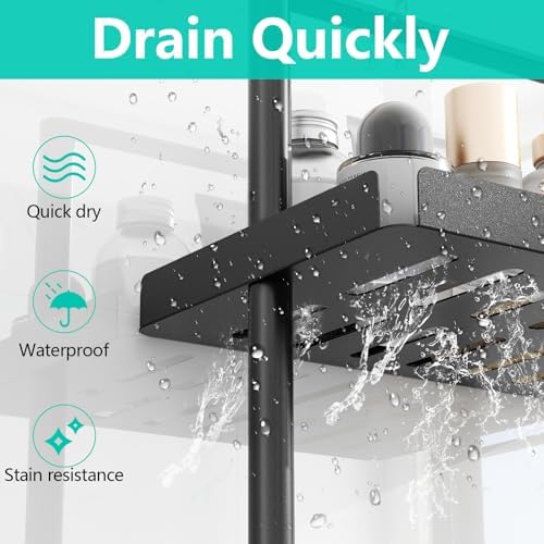 3 Tier Standing Shower Caddy Organizer Corner Black