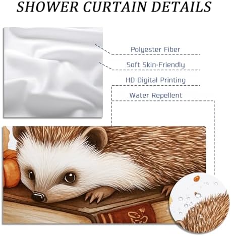 DESIHOM Autumn Hedgehog Shower Curtain Set - 62 Inch