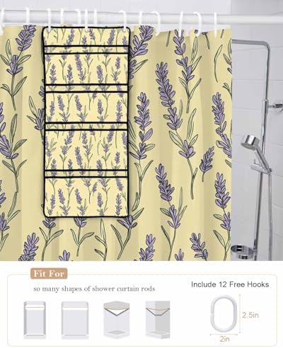 ZFUNCING Floral Shower Curtain Set with Organizer and Hooks