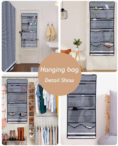 Shower Curtain Organizer Set with 10 Pockets and Waterproof Design