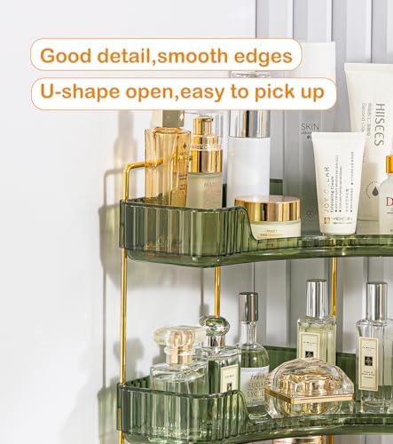 Corner Bathroom Counter Organizer 2 Tiers Green