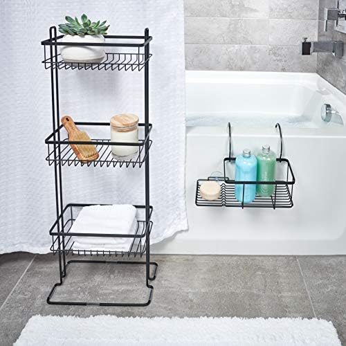 InterDesign Everett Metal Standing Shower Caddy 3-Tier Matte Black