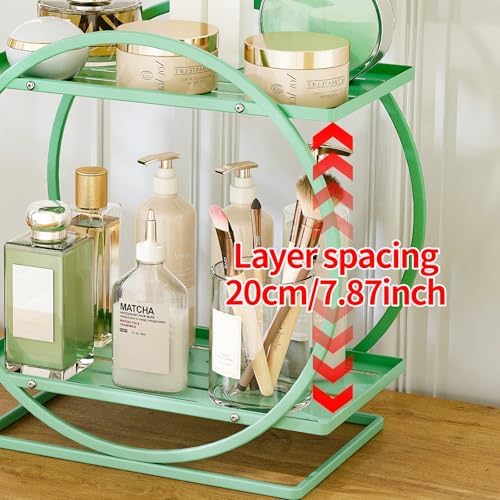 Green Perfume Organizer for Vanity 2-Tier Bathroom Counter Storage