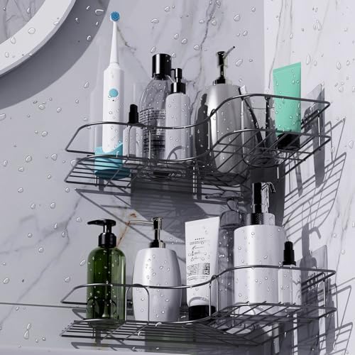 Moonlit Pond Corner Shower Caddy 2 Pack Black