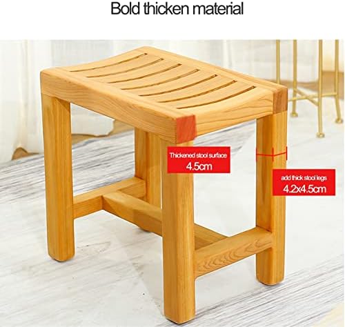 2-Tier Wood Bathroom Stool with Storage Shelf