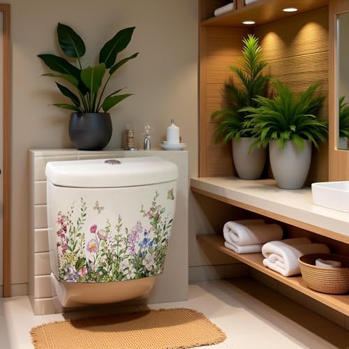 Vibrant Green Leaf Floral Toilet Lid Decals