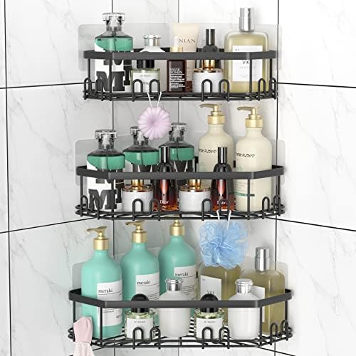 STEUGO Corner Shower Caddy 3 Pack Matte Black