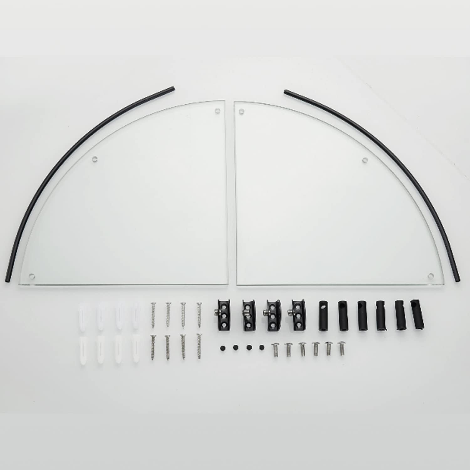 Bathroom Corner Shower Caddy with Tempered Glass and Stainless Steel Rail - Black