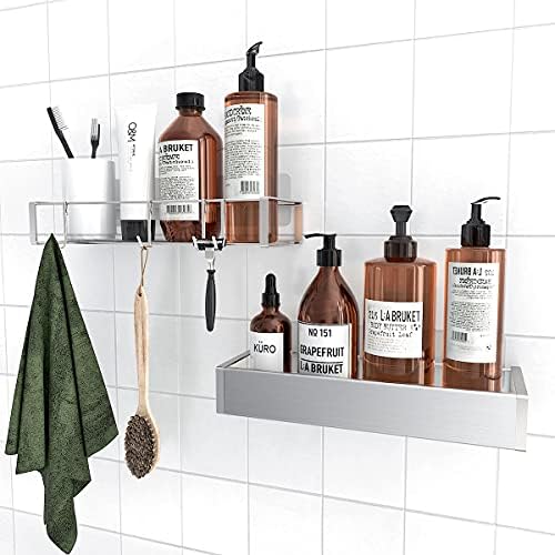 2-Pack Stainless Steel Shower Caddy Organizer with Hooks