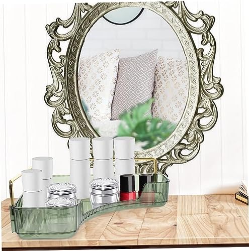 Triangular Makeup Organizer Shelf Corner Storage for Bathroom Vanity Single Layer Green
