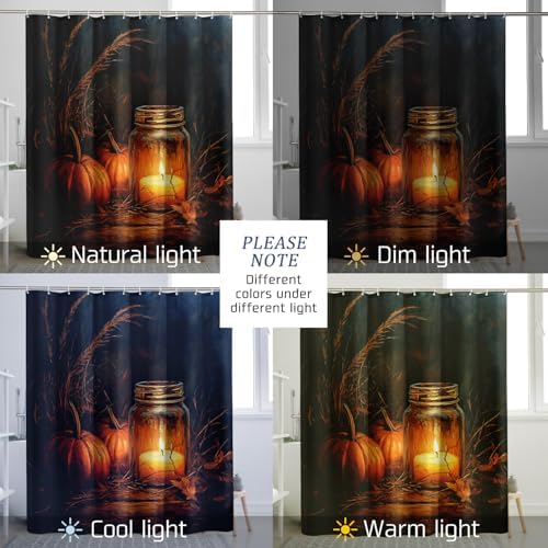 DESIHOM Fall Mason Jar Candle Shower Curtain Set 72 Inch