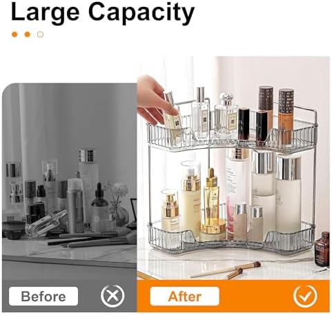 Corner Bathroom Countertop Organizer 2 Tiers Smoky Gray