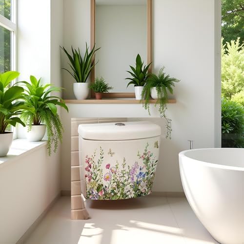 Vibrant Green Leaf Floral Toilet Lid Decals
