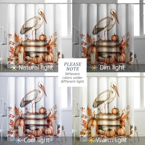 DESIHOM Autumn Stork Bird Shower Curtain Set