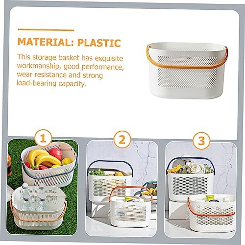 PRETYZOOM Portable Shower Basket Lightweight Plastic Storage Bin with Handles for Bathroom Organization