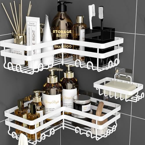 StorageRight Corner Shower Caddy 3 Pack Adhesive Organizer