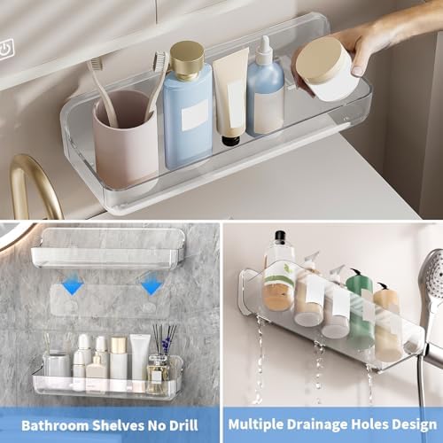 2pc Acrylic Wall Mount Organizer - No Drilling - Waterproof - Clear - Bathroom Shelves