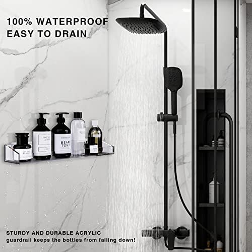 Bakzon Acrylic Shower Caddy 2 Pack Self Adhesive Wall Storage Organizer