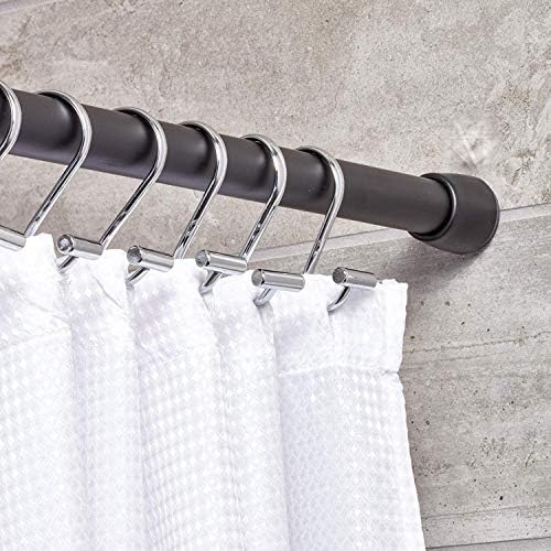 iDesign Cameo Metal Tension Curtain Rod 50-87 Inches Matte Black