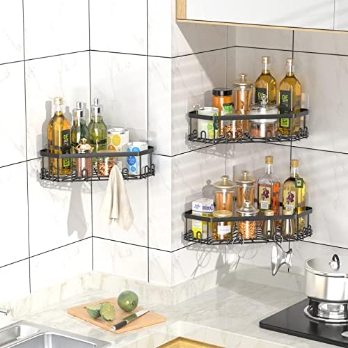STEUGO Corner Shower Caddy 3 Pack Matte Black