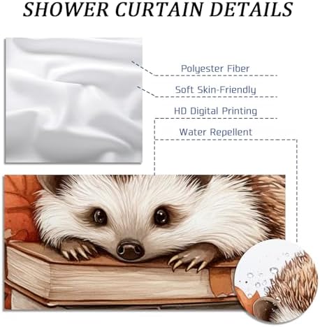 DESIHOM Fall Hedgehog Shower Curtain Set 72 Inch