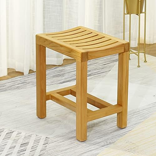 2-Tier Wood Bathroom Stool with Storage Shelf