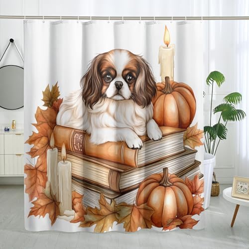 DESIHOM Fall Japanese Chin Dog Shower Curtain Set 78 Inch