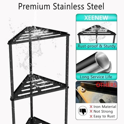 XEENEW Standing Shower Caddy Corner 3 Tier Stainless Steel Organizer