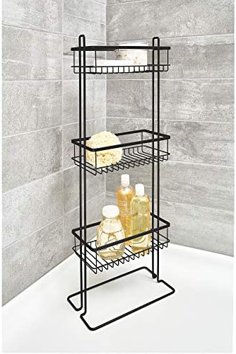 InterDesign Everett Metal Standing Shower Caddy 3-Tier Matte Black