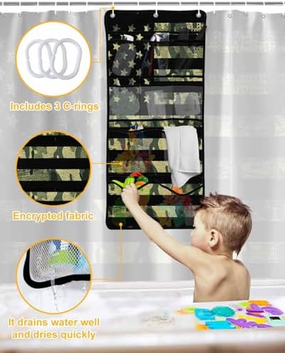 Singingin Shower Curtain with 10 Pockets and 3 Hooks