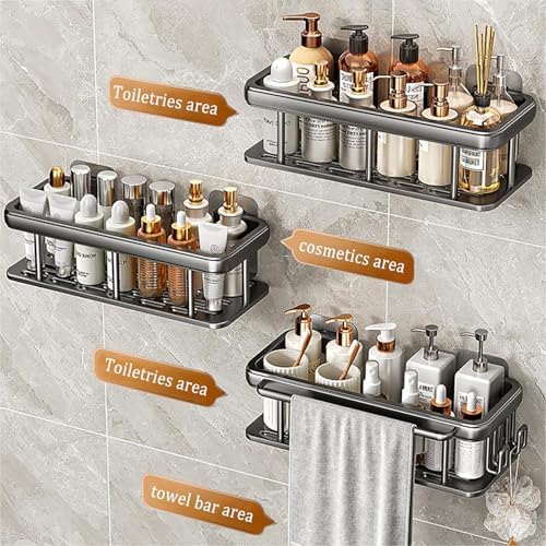 EVALAND Aluminum Shower Caddy 2 Pack No Drill Rustproof Organizer