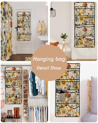 ZFUNCING Shower Curtain Set with Mesh Organizer and Hooks