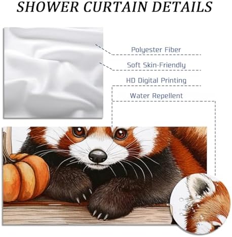DESIHOM Fall Red Pandas Shower Curtain Set 62 Inch