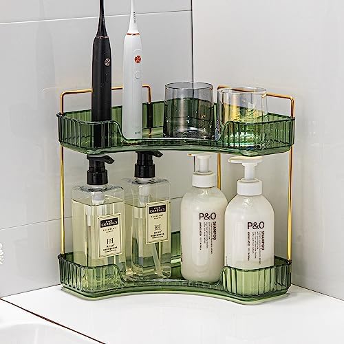 Weidace Corner Bathroom Counter Organizer 2 Tiers Green