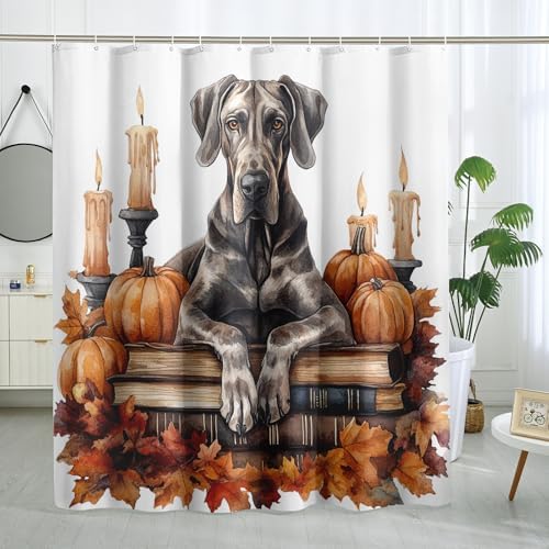 DESIHOM Fall Great Dane Shower Curtain Set
