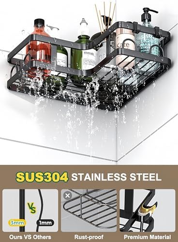 3 Pack Corner Shower Caddy Rustproof No Drilling Stainless Steel