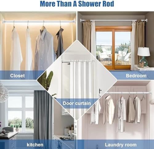 Adjustable Shower Curtain Rod 28-90 Inches Heavy Duty White