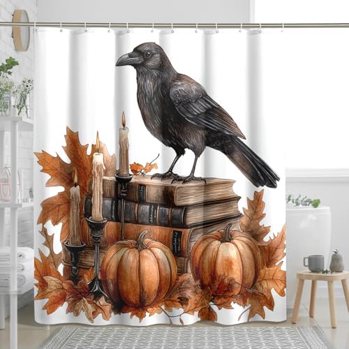 DESIHOM Fall Crow Ravens Bird Shower Curtain Set