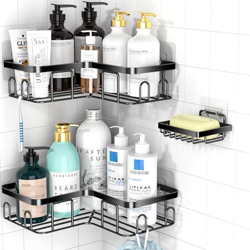MOFOROCO 3-Pack Corner Shower Caddy Organizer Shelf Matte Black