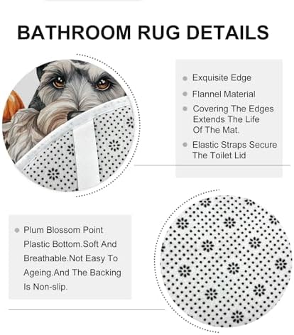 DESIHOM 4PCS Fall Schnauzer Dog Shower Curtain Set