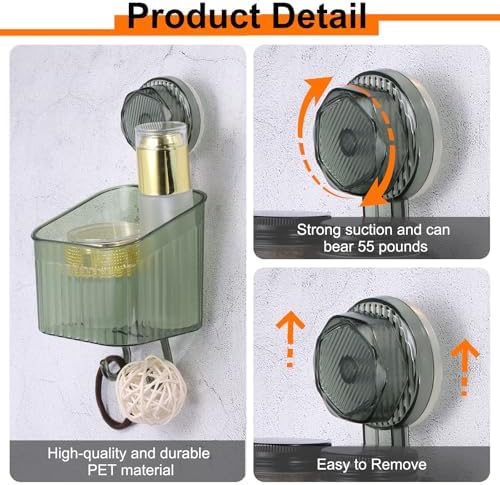 Uxcell Suction Cup Shower Caddy with Hooks Green