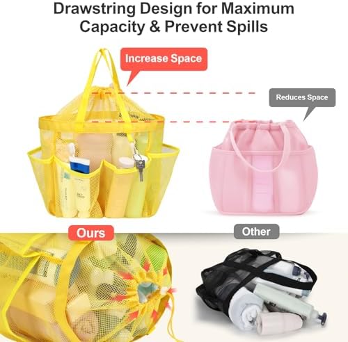 F-color Mesh Shower Caddy with Drawstring and 7 Pockets
