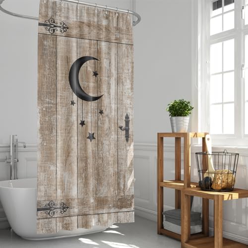 Moon Star Barn Door Shower Curtain Set