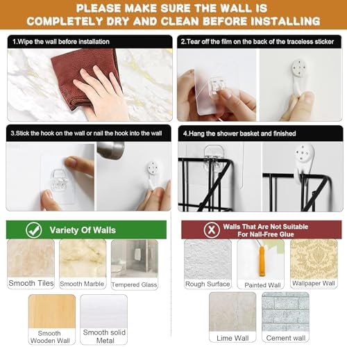 Greentainer 2 Pack Metal Shower Caddy Organizer