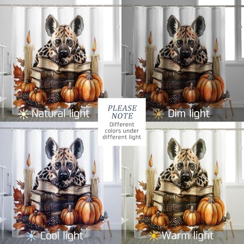 DESIHOM Fall Striped Hyena Pumpkins Shower Curtain Set - 72 Inch