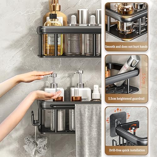 EVALAND Aluminum Shower Caddy 2 Pack No Drill Rustproof Organizer